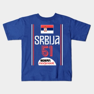 Boban Marjanovic Retro Serbia Euro Basketball Fan Art Kids T-Shirt